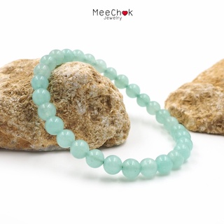 หินมงคล แต่งสี อมาโซไนท์ Amazonite 6 มิล หินมงคล หินสี กำไลหินเสริมดวง หินสีฟ้า หินสีเขียว By.Meechok