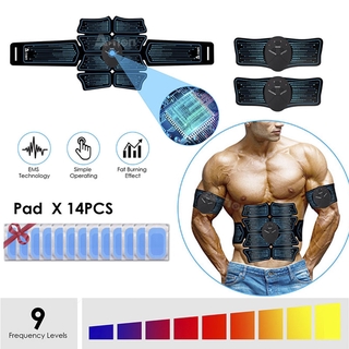 14pcs แผ่นเจล♥ EMS Abs Muscle สร้างกล้ามเนื้อ แผ่นกระตุ้นกล้าม กล้ามเนื้อ เนื้อหน้าท้อง สำหรับบริหารร่างกาย