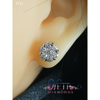 ต่างหูเพชรดีไซน์ดอกไม้น้ำ100 ทำจาก เพชร CZ, Cubic Zirconia หรือ เพชรโคลนนิ่ง ดีไซน์เรียบหรู สวยทันสมัย แร่สังเคราะห์ CZ