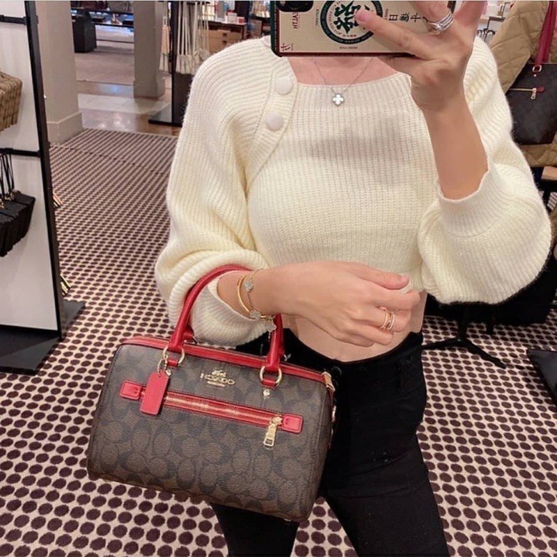 COACH ROWAN SATCHEL IN SIGNATURE CANVAS (COACH F83607) 🔻SIZE : 10 1/2" (L) x 6 1/4" (H) x 5 1/2" (W)