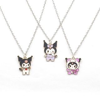 สร้อยคอโซ่ จี้การ์ตูน Sanrio Kuromi Drop Glaze อุปกรณ์เสริม สําหรับนักเรียนหญิง