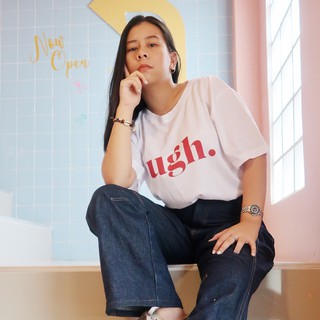 Live284# เสื้อขาว “Ugh” S-XXL อก 32-50 สไตล์เกาหลี Dream Big Tshirt โอเวอร์ไซน์ สาวอวบใส่ได้ สีขาว คอกลม เเฟชั่น