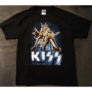 เสื้อยืดคอกลมเสื้อวงดนตรี KISS the tour metallic blue logo  Monster tour ลิขสิทธิ์แท้S-4XL