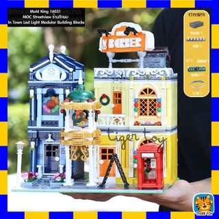 ตัวต่อ Mold King 16031 MOC Streetviewร้านตัดผมIn Town Led Light Modular Building Blocks