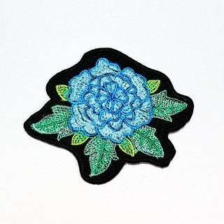 [ ตัวรีดติดเสื้อ ลาย ดอกเบญจมาศ ดอกไม้ สีฟ้า ] Blue Flower Patch DIY งานตกแต่ง ตัวรีด ติดเสื้อ หมวก ยีนส์ อาร์ม น่ารัก