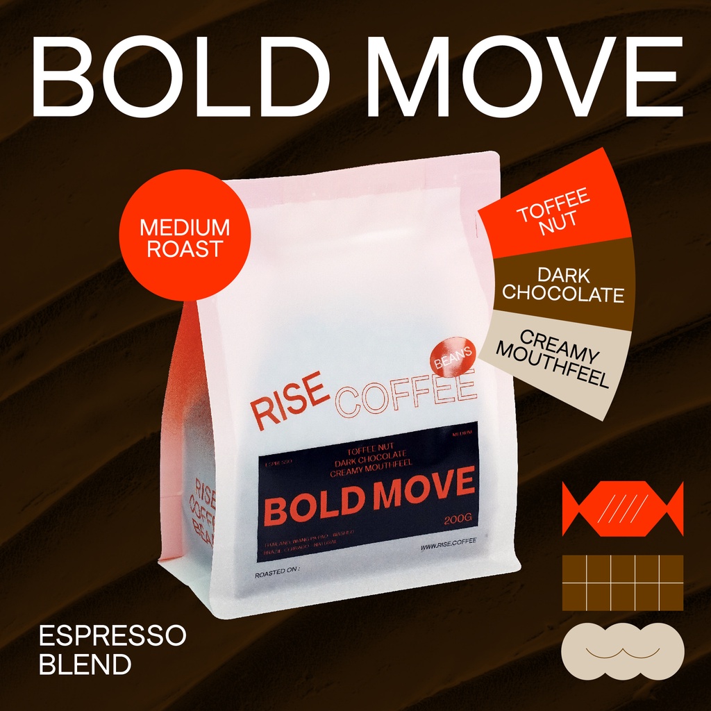 เมล็ดกาแฟคั่วกลาง BOLD MOVE - BRAZ L 100%   R SE COFFEE
