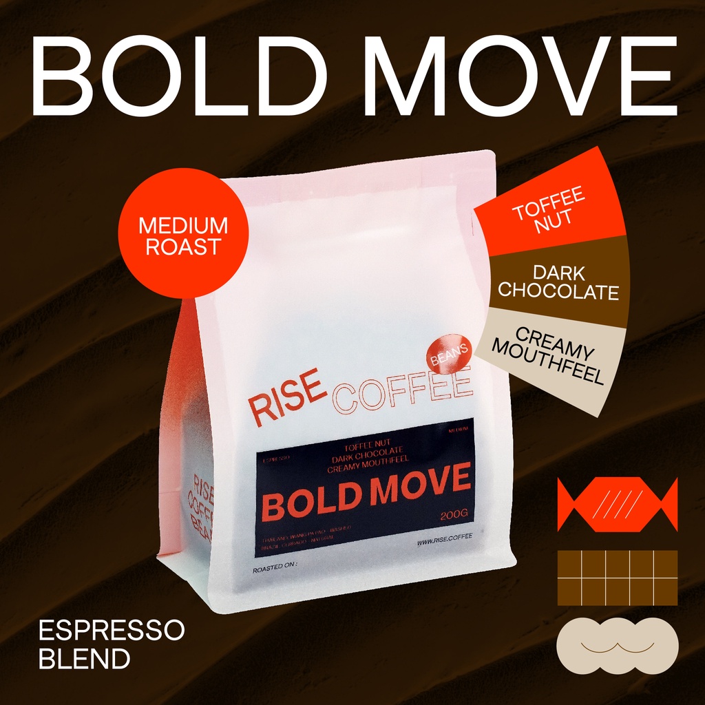 เมล็ดกาแฟคั่วกลาง BOLD MOVE - BRAZIL 100% | RISE COFFEE