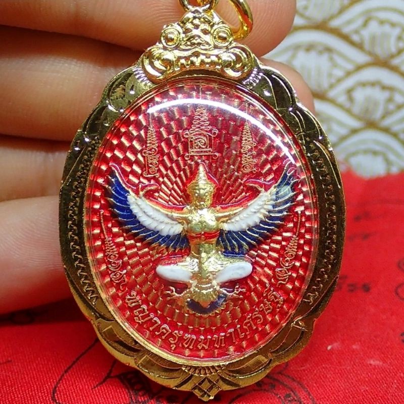 GARUDA PHAYA KRUT BACK LORD RAHU PROTECTION PROSPERITY ATTRACT MONEY SUCCESS OLD THAI BUDDHA AMULET 