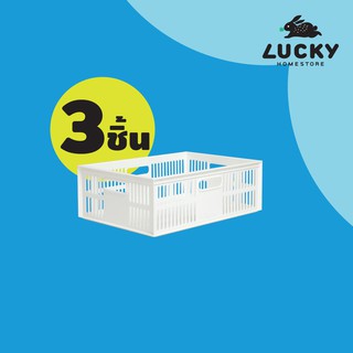 LUCKY HOME ตะกร้าพลาสติกใส่ของ DT-25 แพ็ค 3 ชิ้น ขนาด( กว้าง x ยาว x สูง ): 24 x 32.5 x 13.3 cm