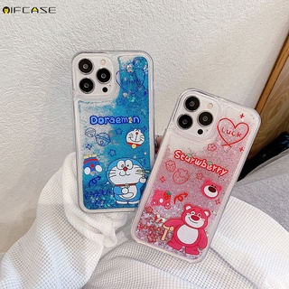 เคสโทรศัพท์มือถือ แบบกลิตเตอร์ในของเหลว ลายการ์ตูนโดราเอม่อน หมี แมวน่ารัก สําหรับ Samsung Galaxy A03s A02s A40 A70 A60 A50 A50s A30s A30 A20 A20s A20e A10 A10s