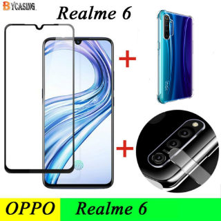 3 in 1 เคสกระจกใส พร้อมฟิล์มเลนส์กล้อง และฟิล์มหน้าจอ สําหรับ Realme 7 Pro 6i 6 Pro 5i 5 Pro Realme C17 C15 C12 C11 C3 C2 X2 Pro