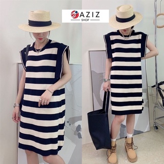 🌈🌿🌸🌺🌼🤎🇰🇷Knit Stripe Sleeveless Dress