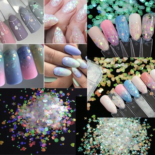 Holo Glitter ขาวพาสเทล ขาวมุก กลิตเตอร์ กากเพชรตกแต่งเล็บ แบบตลับ หัวใจ ดาว มิ้กกี้ กลม สามเหลี่ยม✨