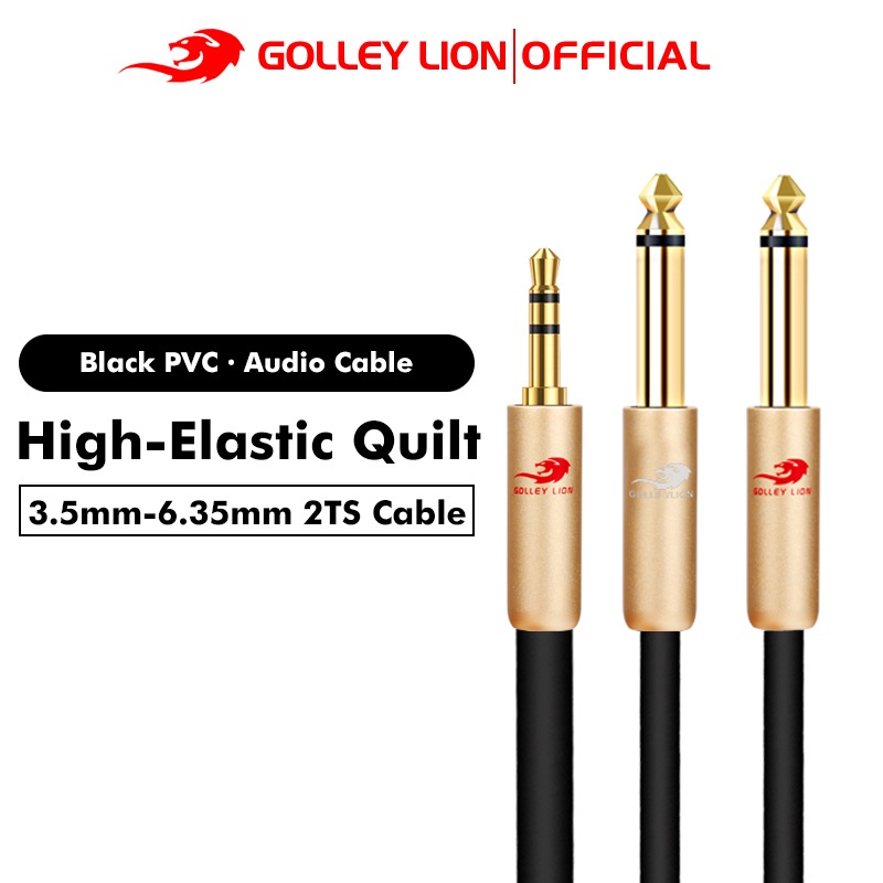 Golley LION 1/8 นิ้ว TRS สเตอริโอคู่ 1/4 นิ้ว TS Mono Y-Splitter สาย 3.5 มม.Aux สเตอริโอ Breakout สายเส้นทางสายไฟ
