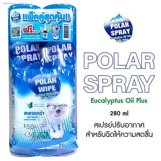 (สปอตสินค้า)❇Polar Spray 280 ml สเปรย์กำจัดกลิ่นและเชื้อโรค มี 2ตัวเลือก ขนาด 1กระป๋อง 280ml และ แพคคู่ แถมฟรีผ้าเปียกแอ