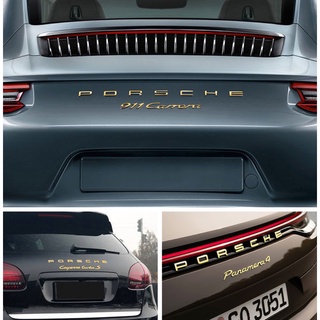 PORSCHE gold letter logo Carrera gts turbo macan Cayenne Cayman 718 Boxster 911 Panamera front and rear decals