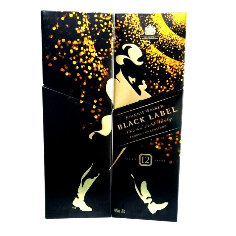 หายาก ชุด 2 ใบ กล่องเหล้าสังกะสี Johnnie Walker Black Label Tin Box Keep Walking Puzzle Box Collecti