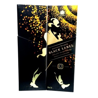 หายาก ชุด 2 ใบ กล่องเหล้าสังกะสี Johnnie Walker Black Label Tin Box Keep Walking Puzzle Box Collection ของสะสมตั้งโชว์