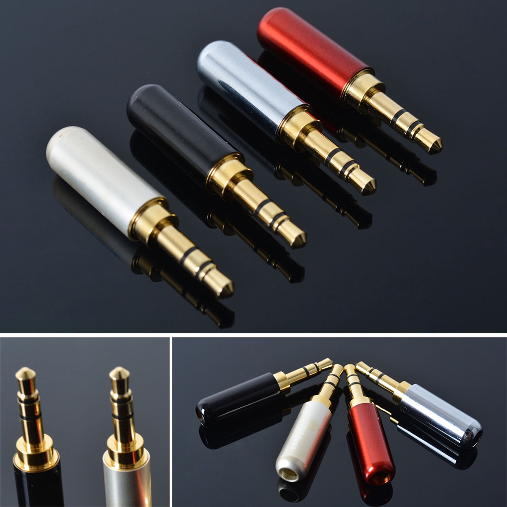 Audio Plugs Copper Gold Plated 3.5mm Male Mini Jack Plug soldering 4