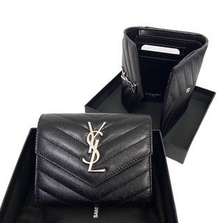 ✨NEW ysl trifold wallet black silver ✨