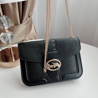 🎀 (สด-ผ่อน) กระเป๋าสะพายสายโซ่ สีดำ 7.5 นิ้ว COACH 6925 GEORGIE CROSSBODY WITH RIVETS