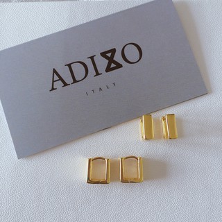 ADIZO เครื่องประดับเคลือบ ทองแท้ 18K ต่างหู Simple Carrée