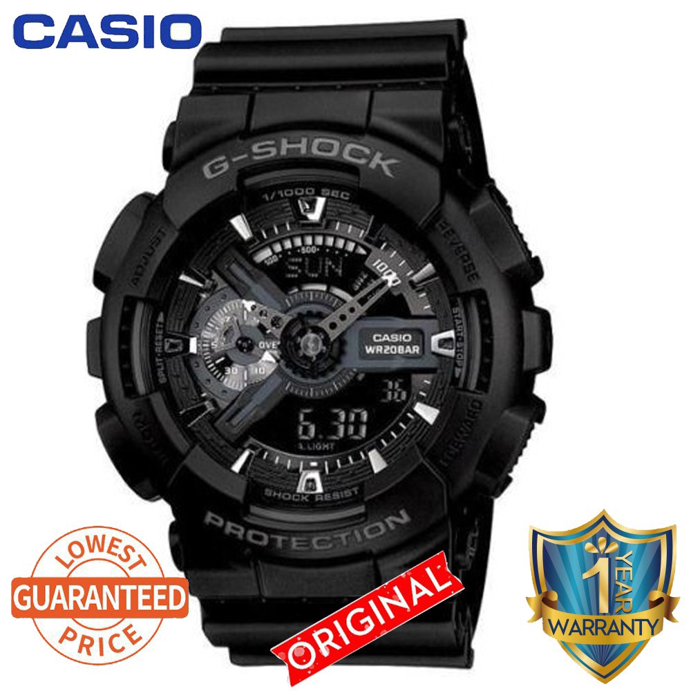 JAPAN GA-110 นาฬิกาสปอร์ตนาฬิกาข้อมือสีดําสีแดงผู้ชายกีฬานาฬิกาสปอร์ตกันน้ํา V846