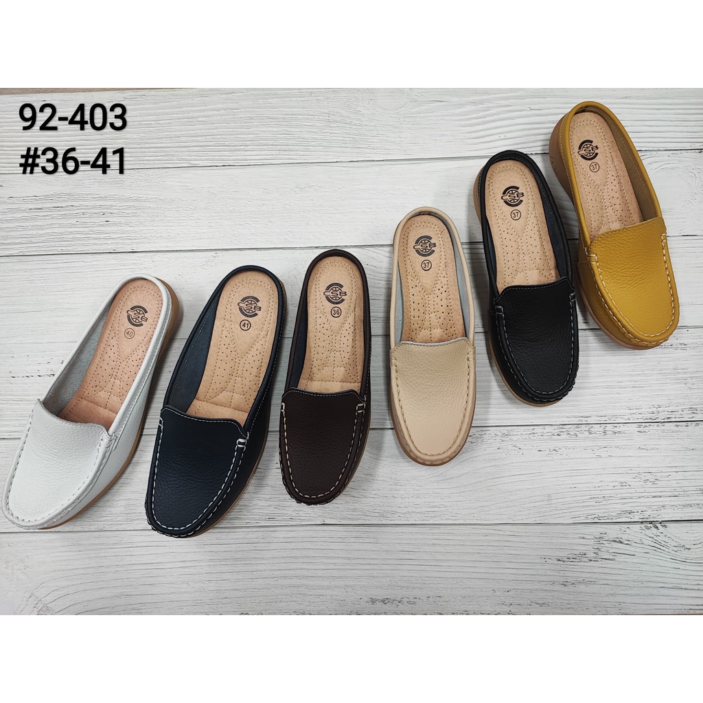 92-403รองเท้าหนังเปิดส้นส้นหนา1.5นิ้วไซสื36-41มี4สี