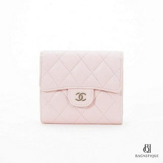 CHANEL TRIFOLD WALLET SHORT PINK CAVIAR SHW