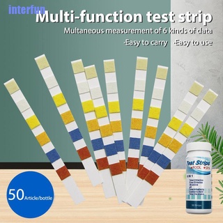 (Interfun) 6 In 1 แถบทดสอบคุณภาพน้ํา อเนกประสงค์ 50 ชิ้น /