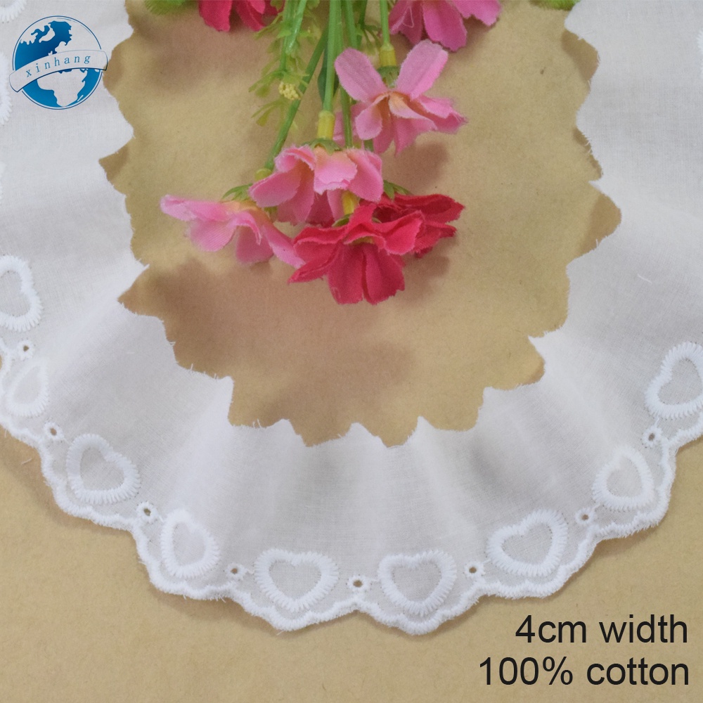 ผ้าฝ้ายและลูกไม้สำหรับตกแต่งเสื้อผ้า DIY ขนาดกว้าง 4 ซม.