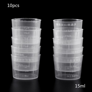 UU 10Pcs 15ml Clear Plastic Measuring Cup Graduated Measure Beaker Measuring Medicine Cups For Lab