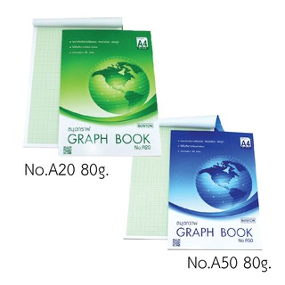 สมุดกราฟ กระดาษกราฟ A4 BOSTON No.A20/A50 80g. สมุดกราฟเส้นเขียว สมุดกราฟตาราง สมุดเส้นตาราง