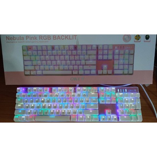 คีย์บอร์ดเกมมิ่ง แมคคานิคอล Keyboard Gaming Mechanical RGB OKER K84 BACKLIT BLUESWITCH รับประกัน2ปี