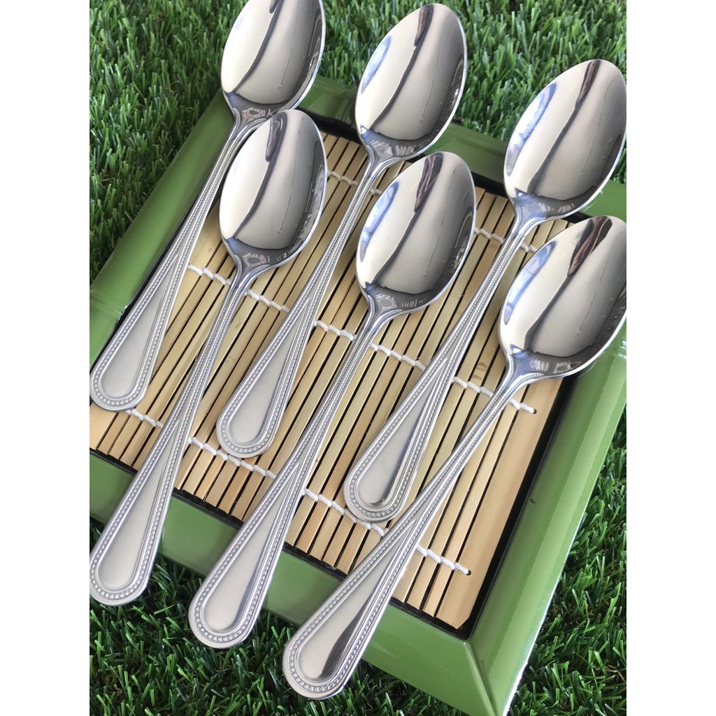 TwinFish 6ชิ้น ช้อนสแตนเลสอย่างเดียว อย่างหนา สแตนเลสเงาสวยมากเกรด 430 ใช้ได้นาน คุ้มราคา รหัส81-04