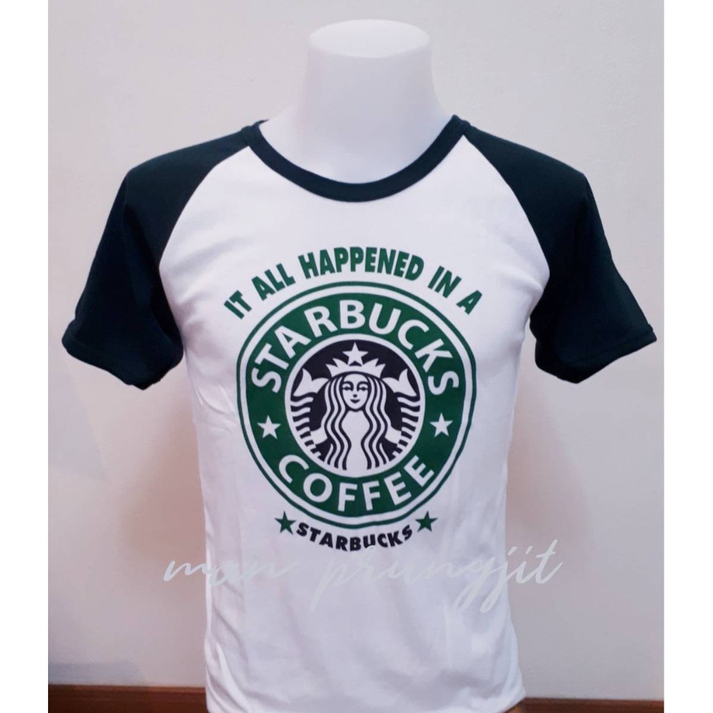 เสื้อยืดสโลปแขนสั้น สกรีนลายสตาร์บัคส์