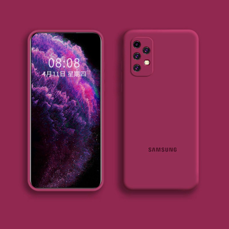 เคสโทรศัพท์มือถือ แบบซิลิโคน สีพื้น สำหรับ Samsung A72 A52S A52 A32 A22 A12 A02S 5G 4G