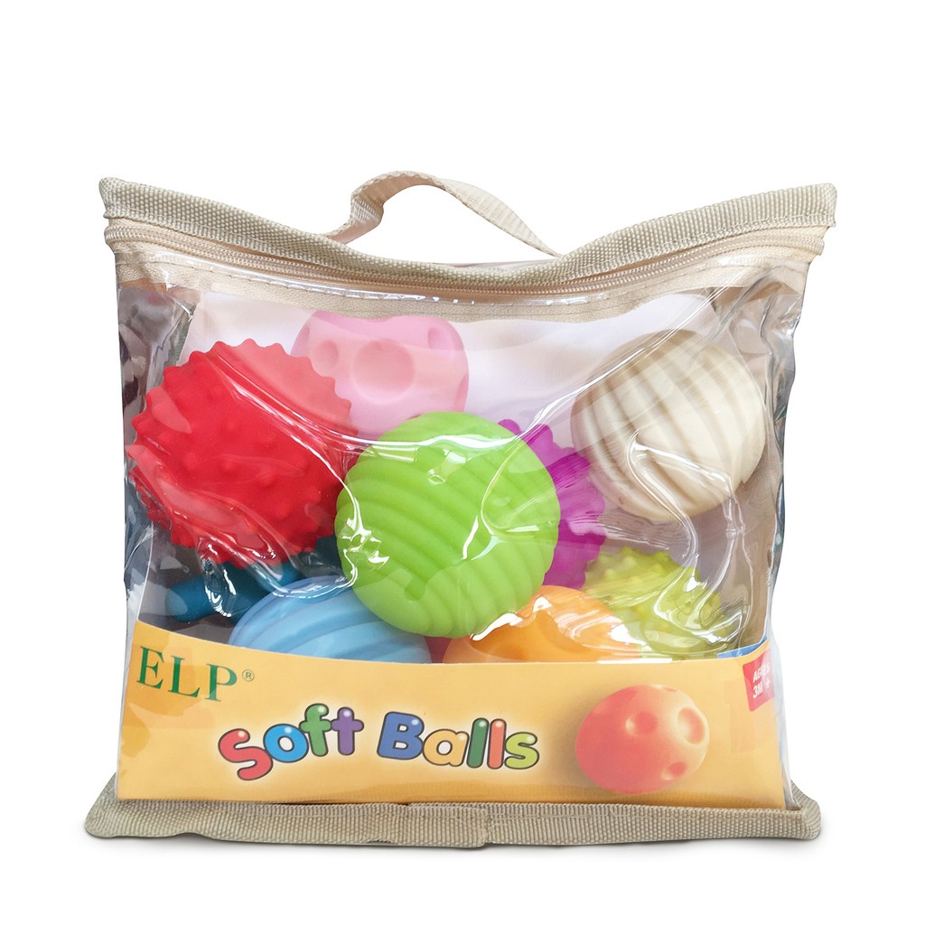 ลูกบอลยางซิลิโคนหัดจับ 10 ลูก Soft Ball  ของเล่นเสริมพัฒนาการ หัดจับ หัดบีบ