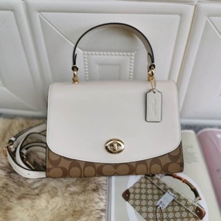 COACH TILLY TOP HANDLE SATCHEL WITH SIGNATURE CANVAS สวยหรูสุดๆ มีสีขาว, น้ำตาลจ้า