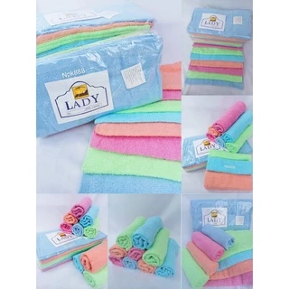 ผ้าขนหนู LADY & TUC 15x30 นิ้ว แพ็ค 1 โหล (12 ผืน) คละสี/ฟ้าล้วน/ชมพูล้วน/เขียวล้วน/ส้มล้วน/นำ้ตาลล้วน/ขาวล้วน