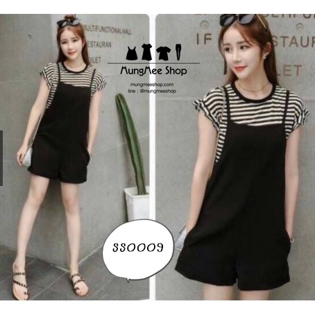 จั๊มสูท ขาสั้นแถมตัวในเข้าเซต งานแยกชิ้น มี4สีจ้า ราคาถูก SS0009 jumpsuit609