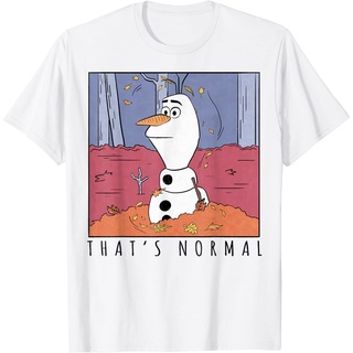 แขนสั้นcrew neckเสื้อยืดแขนสั้นลําลอง ผ้าฝ้าย พิมพ์ลาย Disney Frozen 2 Olaf Thats Normal แฟชั่นสําหรับผู้ชายS-XXXXL