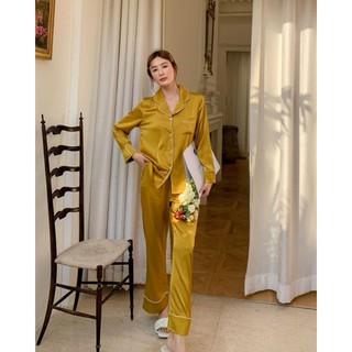 ชุดนอน​ Gold pajamas (premium​ silk​ satin)​