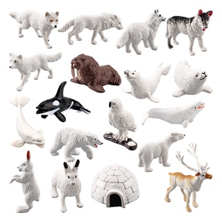 [NANA] 18Pcs Arctic Animal Model Mini Figurines Models Home Desktop Decor โมเดลสัตว์จำลองเด็กสัตว์ขั้วโลก