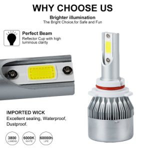 C6 LED HID H4/H1/H3/H8/H7/H11/9006/9005 ไฟหน้ารถไฟหน้าหลอดไฟ 6000k 2 ชิ้น