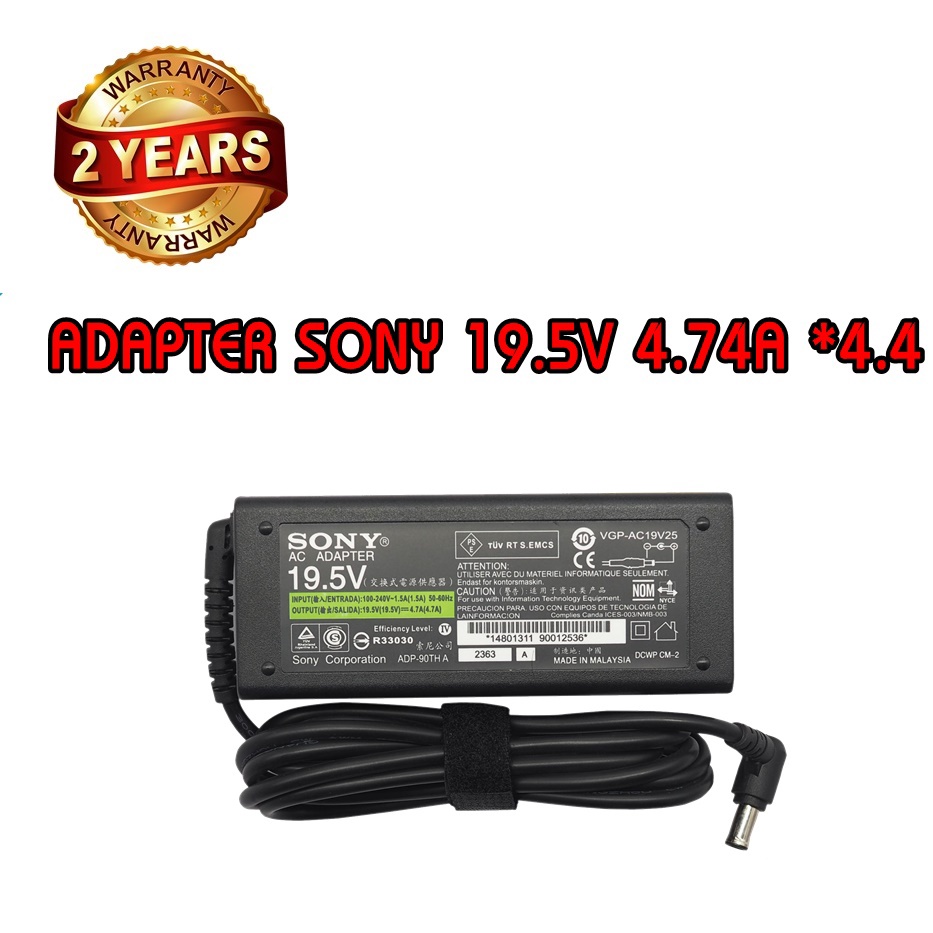 รับประกัน 2 ปี ADAPTER SONY 19.5V 4.74A *6.5x4.4 / อะแดปเตอร์ โซนี่ 19.5V 4.74A *6.5x4.4