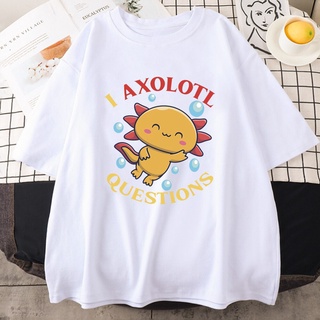 เสื้อยืดแขนสั้น ผ้าฝ้าย พิมพ์ลายการ์ตูน I Axolotl Questions น่ารัก สวมใส่สบาย สําหรับผู้ชาย 2022S-5XL