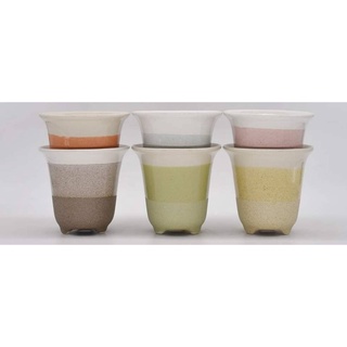 กระถาง​เซรามิก​ กระถางต้นไม้ทรงปากแตร​ 4.5 นิ้ว สีทูโทน