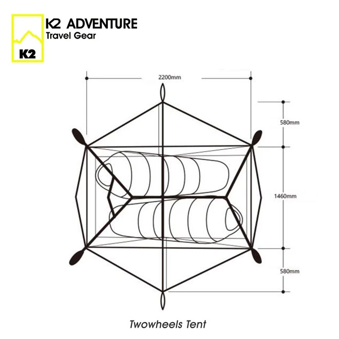 เต็นท์ K2 ADVENTURE รุ่น Twowheels สีฟ้า เต็นท์นอน 2 คน น้ำหนักเบา พับเก็บเล็ก กันฝนกันลม เสาอลู thumbnail 6