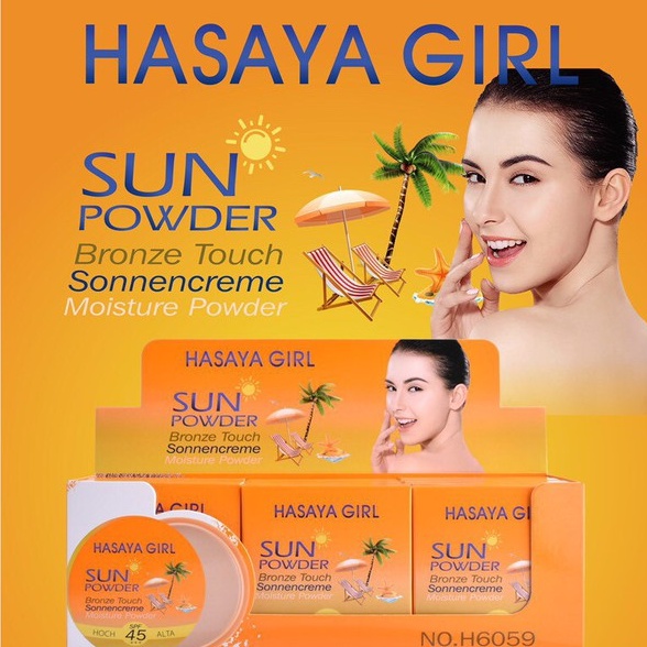 H6059 แป้งพัฟกันแดด HASAYA GIRL SUN POWDER  SPF 45++คุมมัน  แป้งพัฟพกพา พร้อมส่งในไทย สั่งเลย!!